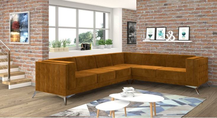 Ecksofa L-Form Stoff Couch Wohnlandschaft Garnitur Design Modern Sofa