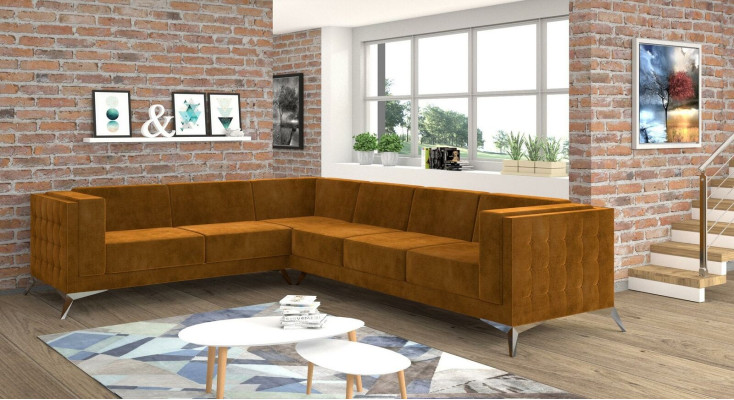 Ecksofa L-Form Stoff Couch Wohnlandschaft Garnitur Design Modern Sofa
