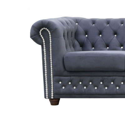 Chesterfield Sofagarnitur Sofa 3+1+1 Polster Couch Sofas Sitz Kristallsteine