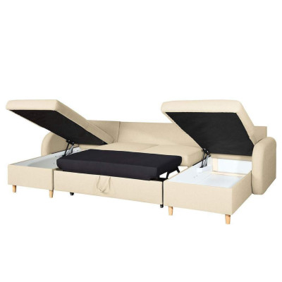 Ecksofa Sofa Polster Couch Wohnlandschaft U Form Bettfunktion Textil Stoff