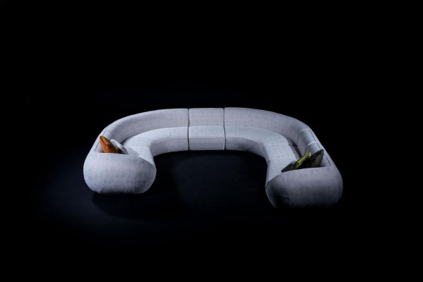 Große Graue U-Form Couch Wohnzimmer Set Luxus Sofas Moderner Stil