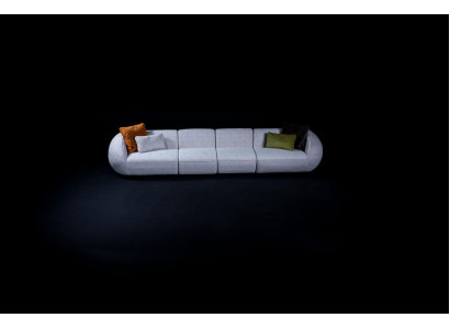 Graue Wohnlandschaft Sechssitzer Polster Textilsofa Ecklounge Modern
