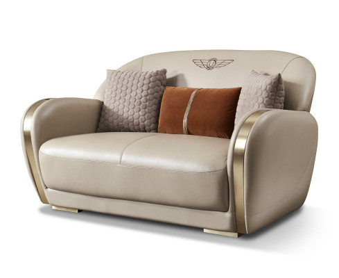 Stilvolle Taupe Sofagarnitur Polstersofa Set 3+2 Leder Couchen Wohnzimmer Möbel