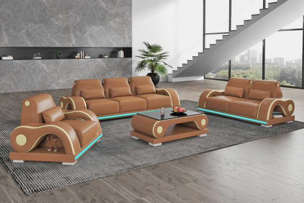 Couchgarnitur Sofagarnitur Luxus Komplette Weiß Ledersofa Couch Modern Sofa 