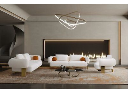 Komplette Couchgarnitur Sofagarnitur Weiß Sitzer Polstersofa Stoffsofa sofa