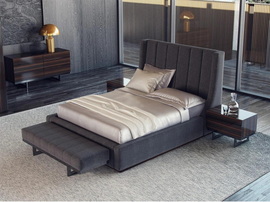 Modern Schlafzimmer Set 7tlg Doppel Bett Luxus 2x Nachttische Kommode