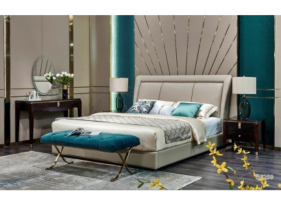 Schlafzimmer Bett 2x Nachttisch Hocker Komplette Sets Leder Möbel