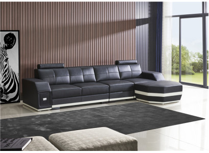 Ledersofa Wohnlandschaft Eck Garnitur Design Modern L-Form Ecksofa