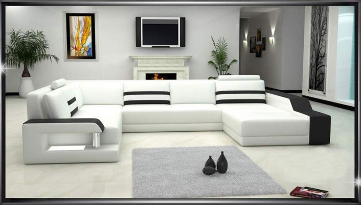 Ecksofa Sofa Couch Polster Eckgarnitur Wohnlandschaft Leder Desing Eck U Form