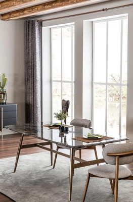 Esstisch Essgruppe Esszimmer Stühle Sideboard Set 7tlg Marmor Schwarz