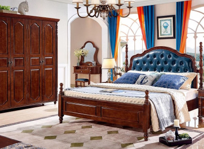 Schlafzimmer Set 4 tlg Klassisch Bett +2x Nachttische Kleiderschrank