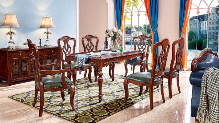 Komplett Set Esstisch + 6 Stühle Esszimmer Set Ess Gruppe Holz Tisch Tische 7tlg