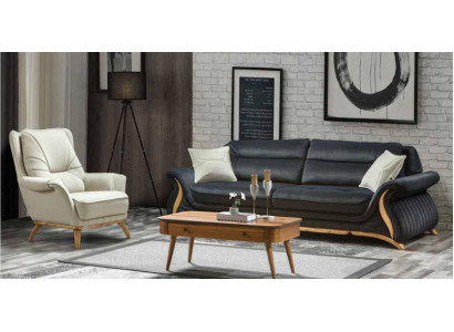 Design Sofa 3+1 Sitz Sessel Couch Polster Luxus Klassische Kunstleder Couchen