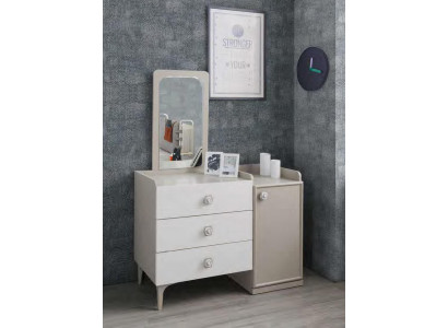 Kommode mit Spiegel Kinderzimmer Modern Möbel Holz Design Jugendzimmer Weiß Neu
