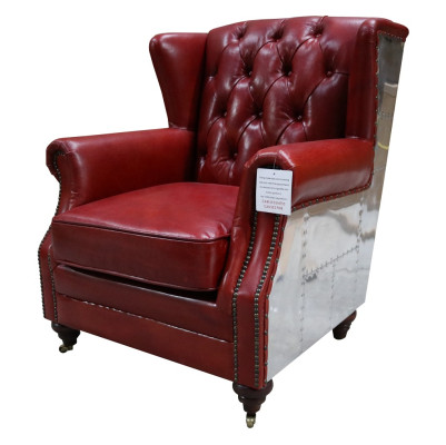 Ohrensessel Echtleder Vintage Chesterfield Leder Fernsehsessel Ledersessel Neu