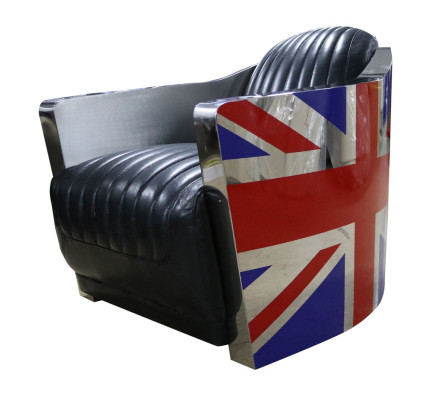 Echtleder Vintage Ledersessel Deko Designsessel Rocket Union Jack Vintage