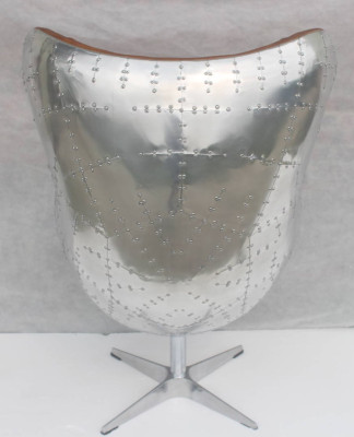 Vintage Schalensessel Aluminium Echtleder Wippfunktion Eierstuhl egg Braun