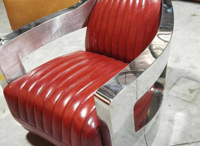 Aircraft Vintage Ledersessel Rot Echtleder Retro Sessel Design Clubsessel