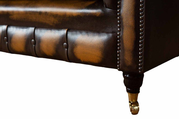 Braun Sofa 3 Sitzer Couch design Chesterfield Polster Sitz Leder Neu