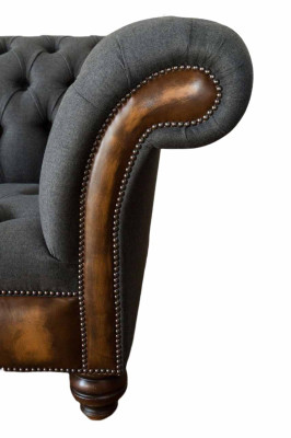 Design Schwarz Sofa 3 Sitzer Chesterfield Stoff Couch Sofa Polster Neu