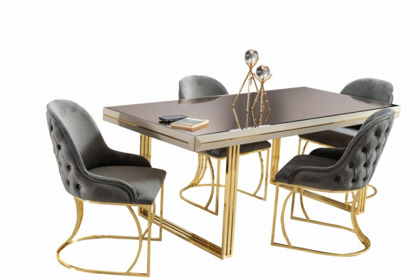 Luxus Essgruppe Essecke Esszimmermöbel Esstisch Stühle Set 9tlg Beige