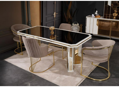 Luxus Esszimmer Garnitur Essgruppe Essecke Esstisch Stühle Beige 7tlg
