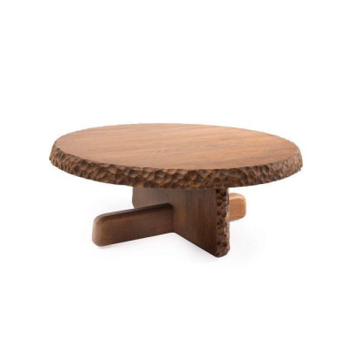 Luxuriös Rund Couchtisch mit Holzplatte in Hellesbrauner Farbe Moderne
