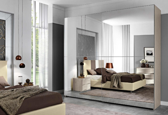Garnitur Set 6tlg Schlafzimmer Bett Nachttisch Kommode Spiegel Kleiderschrank