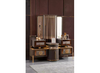 Luxus Schminktisch Konsoletisch Konsole Frisiertisch Holz Modern Grau