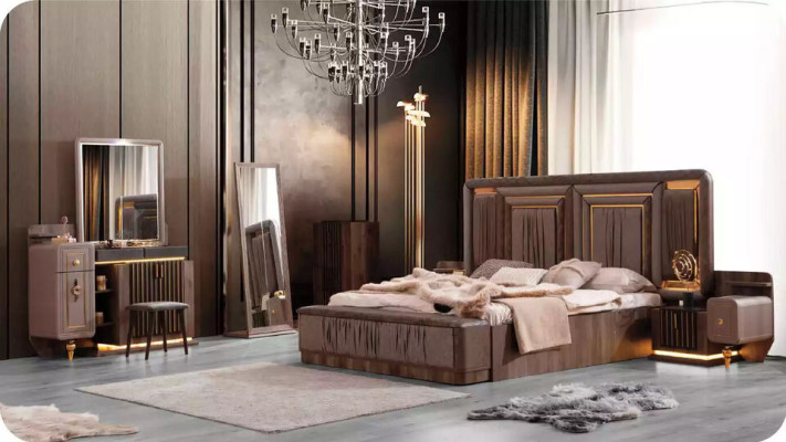 Schlafzimmer Luxus Schminktisch Spiegel Konsoletisch Schmink Braun