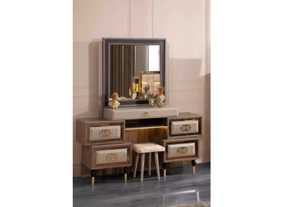 Luxus Frisiertisch Schminktisch Konsoletisch Konsole Beige Holz Konsol