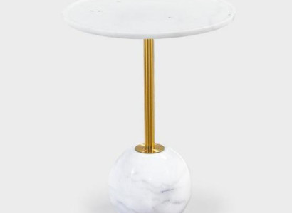 Weißer Beistelltisch Stilvoller Runder Wohnzimmer Couchtisch Marmor Möbel