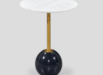 Schwarz-Weißer Beistelltisch Marmor Möbel Designer Wohnzimmer Couchtische