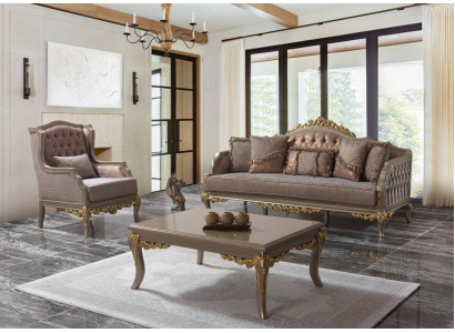 Polstersofa Komplette Couchgarnitur Sofagarnitur Sofa Stoffsofa Braun