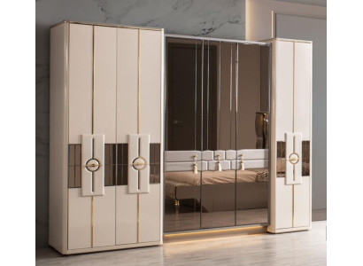 Schrank Kleiderschrank Schlafzimmer Schränke Beige Modern Holz Luxus