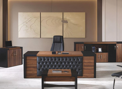 Arbeitszimmermöbel Büro Schreibtisch Bürotisch Set 4tlg Holz Braun