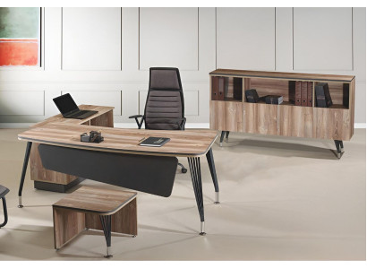 Garnitur Büro Eckbürotisch Bürotisch Set 3tlg Holz Büromöbel Braun