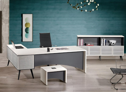 Arbeitstisch Eckbürotisch Komplette Büro Set 3tlg Holz Büromöbel Weiß