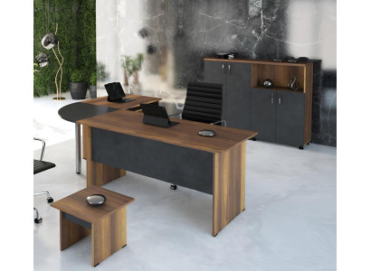 Computermöbel Arbeitstisch Büromöbel Eckbürotisch 3tlg Holz Set Grau