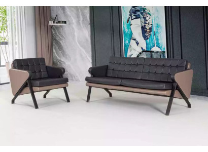 Moderne Sofagarnitur Luxus Zweisitzer Sessel Polster Design Arbeitsmöbel 