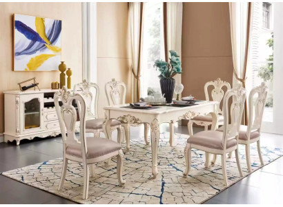 Esszimmer Set luxuriös Esstisch 6x Stühle klassische Möbel 7tlg neu
