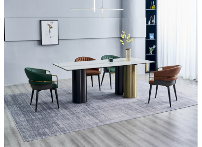 Esszimmergruppe Designer Garnitur Esstisch 4x Kunstleder Stühle 5tlg