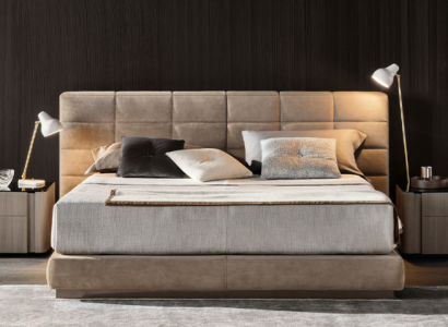 Beiges Doppelbett Schlafzimmer Möbel Moderne Betten Luxus Holzgestell