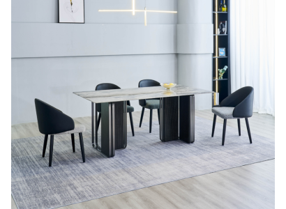 Edle Esszimmer Möbel Designer Esszimmer Tisch 6x Kunstleder Stühle 7tlg