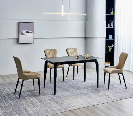 Moderner Grauer Esstisch Designer 6x Textilstühle Holz Esszimmergruppe