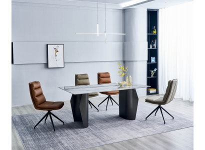 Stilvolle Esszimmer Möbel Grauer Esstisch 4x Kunstleder Stühle Einsitzer