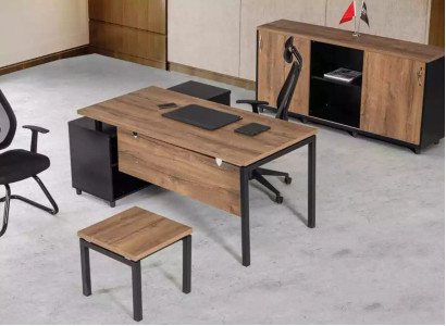 Braune Arbeitszimmer Möbel Luxus Set Schreibtisch Büroschrank Couchtisch 3tlg.
