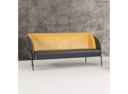 Modern Kunstleder Sofa 3 Sitzer Arbeitzimmer Textil Polster Möbel Design