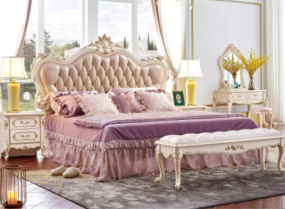 Schlafzimmer Set klassisch Möbel Design Massivholz Luxus weiß Farben 6 tlg.