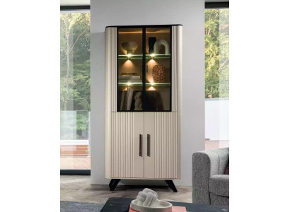 Vitrine Wohnzimmer modern und luxuriös beige Glasschrank Schränke Schrank
